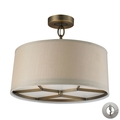 Elk Lighting Baxter 3-Lght Semi Flsh Antique Brss w/Beige Shade - Incl Adapter Kit 31262/3-LA